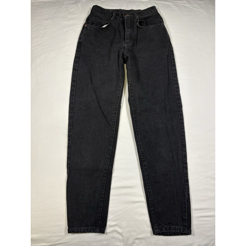 Vtg 90s Lee High Waisted Black Mom Jeans Tapered Leg Made in USA Sz 3 Petite